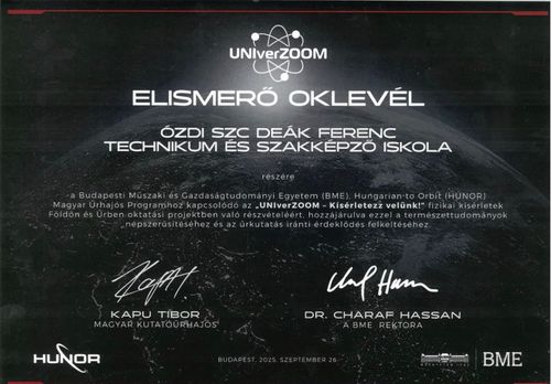 2025-2026 „UNIverZOOM – Kísérletezz velünk!” program a DEÁK-ban